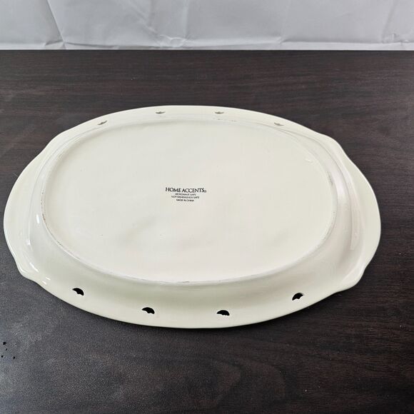 Home Accents Wishes & Wonder Glazed Oval Angel Tray Gold Accents 13"x8.5" - Picture 7 of 7